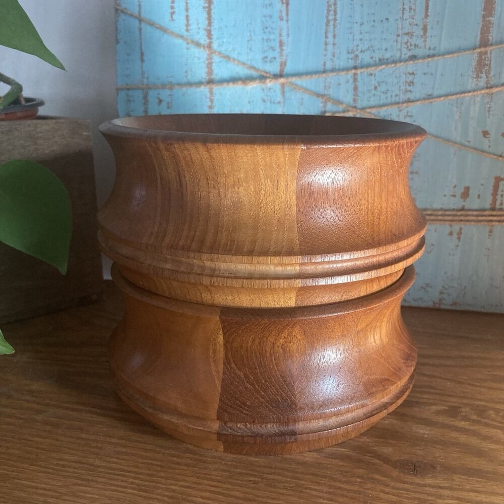 VTG Scanform Teak Salad Bowls Mid Century Modern 50s Danish Wood Denmark 2pc